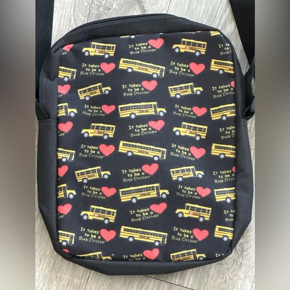 Boutique It Takes Heart to be a Bus Driver Small Crossbody Purse Bag 9"x7" - Picture 2 of 4